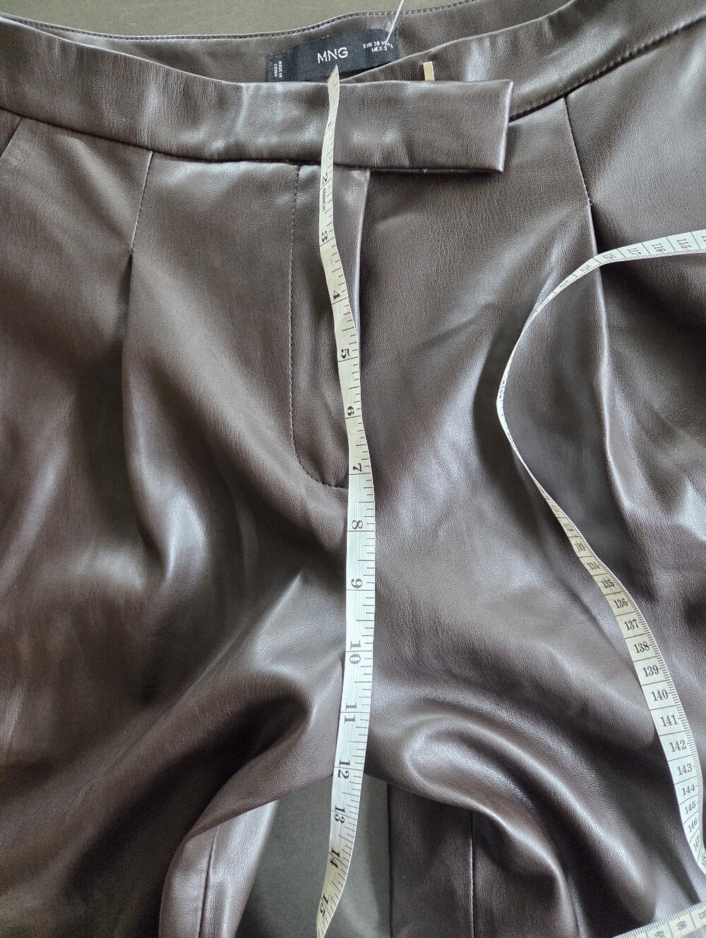 Mango Mng Womens Brown Riga Faux Leather Wide Leg Pants Size 6 NWT Office Fall - Picture 10 of 11
